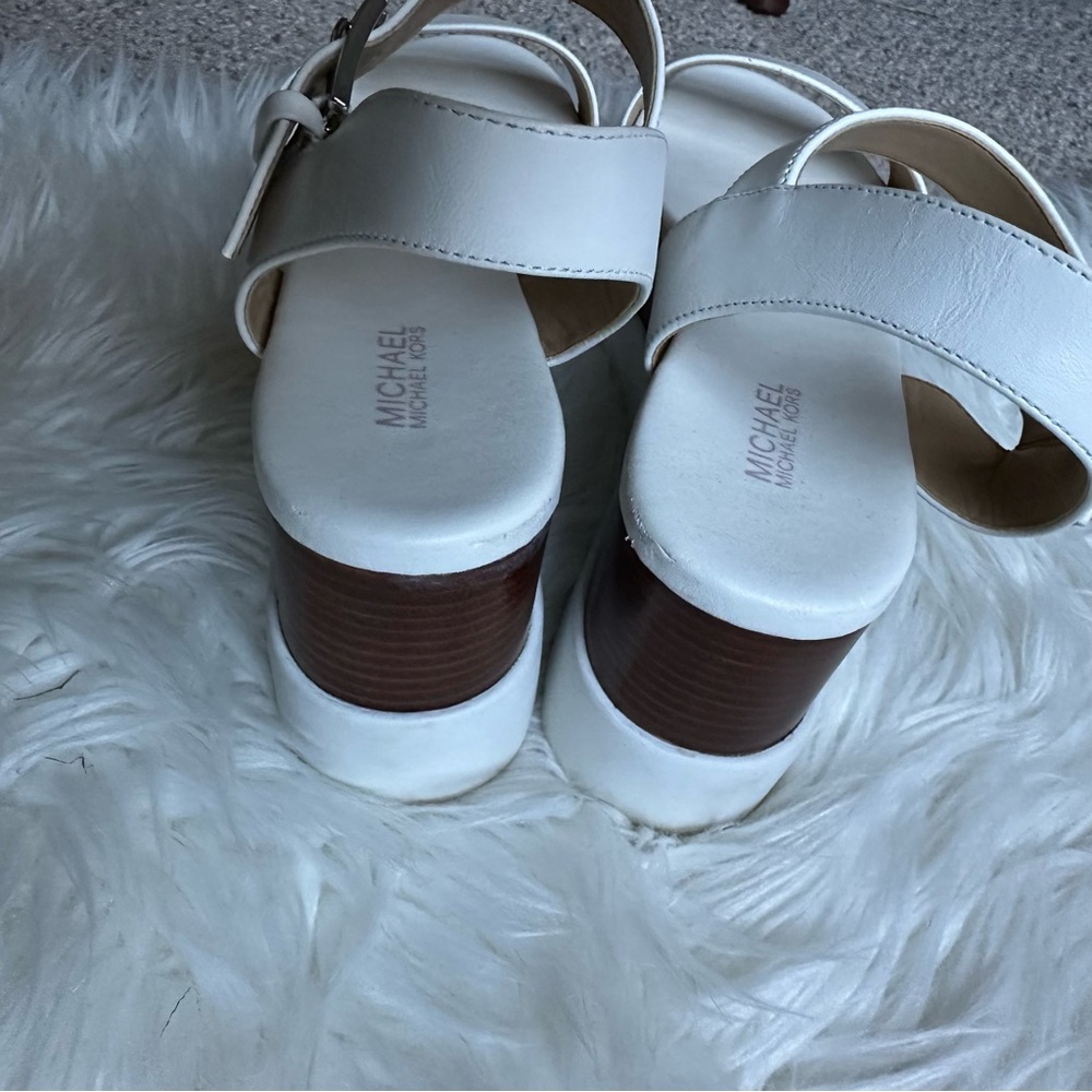 Michael Kors Marlon Platform Leather Optic White Women Sandals Size 7 - Picture 10 of 10